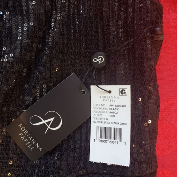 Adrianna Papell Halter Pleated Sequin Dress - Picture 4 of 7